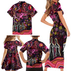 Breast Cancer Aboriginal Family Matching Short Sleeve Bodycon Dress and Hawaiian Shirt Australian Indigenous Never Give Up - Faith Hope Love