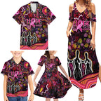 Breast Cancer Aboriginal Family Matching Summer Maxi Dress and Hawaiian Shirt Australian Indigenous Never Give Up - Faith Hope Love