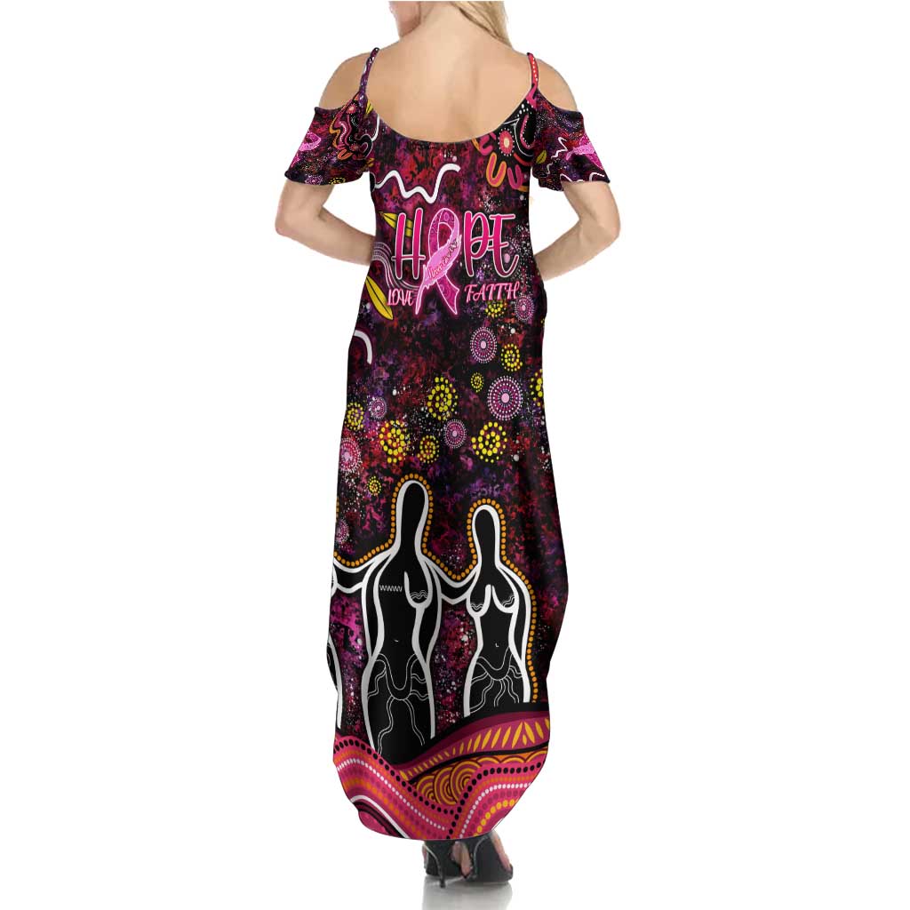 Breast Cancer Aboriginal Family Matching Summer Maxi Dress and Hawaiian Shirt Australian Indigenous Never Give Up - Faith Hope Love