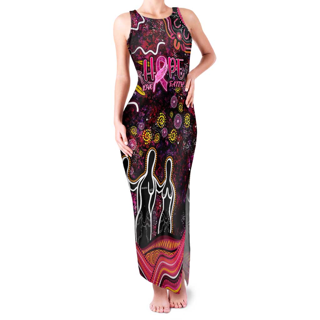 Breast Cancer Aboriginal Family Matching Tank Maxi Dress and Hawaiian Shirt Australian Indigenous Never Give Up - Faith Hope Love