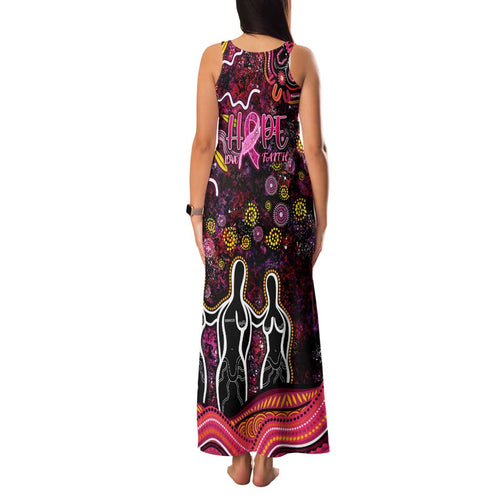 Breast Cancer Aboriginal Family Matching Tank Maxi Dress and Hawaiian Shirt Australian Indigenous Never Give Up - Faith Hope Love