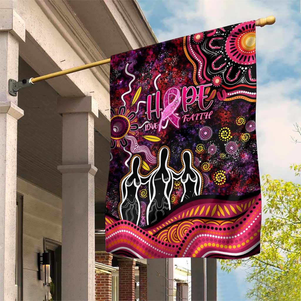 Breast Cancer Aboriginal Garden Flag Australian Indigenous Never Give Up - Faith Hope Love