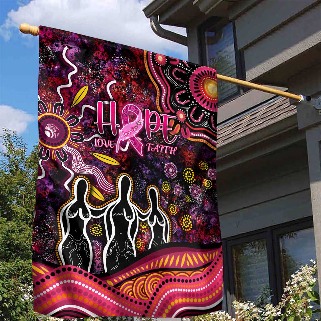Breast Cancer Aboriginal Garden Flag Australian Indigenous Never Give Up - Faith Hope Love