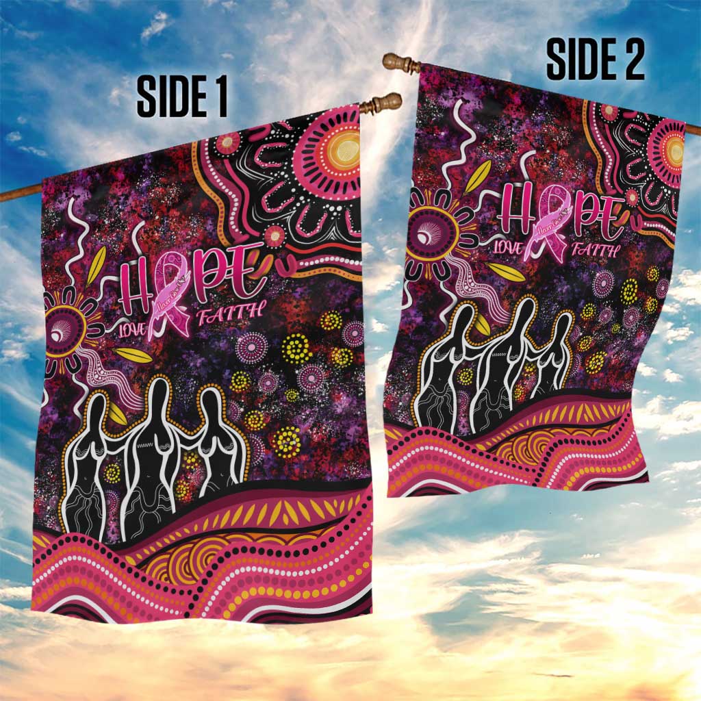 Breast Cancer Aboriginal Garden Flag Australian Indigenous Never Give Up - Faith Hope Love