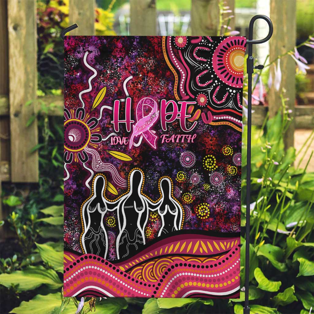 Breast Cancer Aboriginal Garden Flag Australian Indigenous Never Give Up - Faith Hope Love