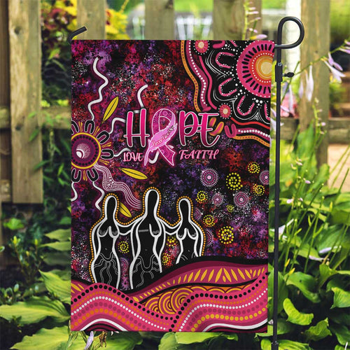 Breast Cancer Aboriginal Garden Flag Australian Indigenous Never Give Up - Faith Hope Love