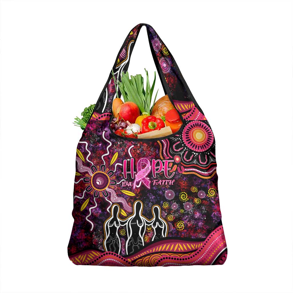 Breast Cancer Aboriginal Grocery Bag Australian Indigenous Never Give Up - Faith Hope Love