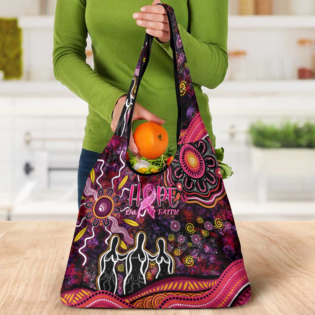 Breast Cancer Aboriginal Grocery Bag Australian Indigenous Never Give Up - Faith Hope Love