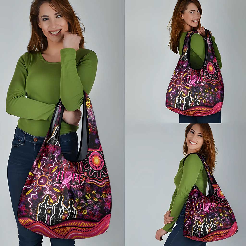 Breast Cancer Aboriginal Grocery Bag Australian Indigenous Never Give Up - Faith Hope Love