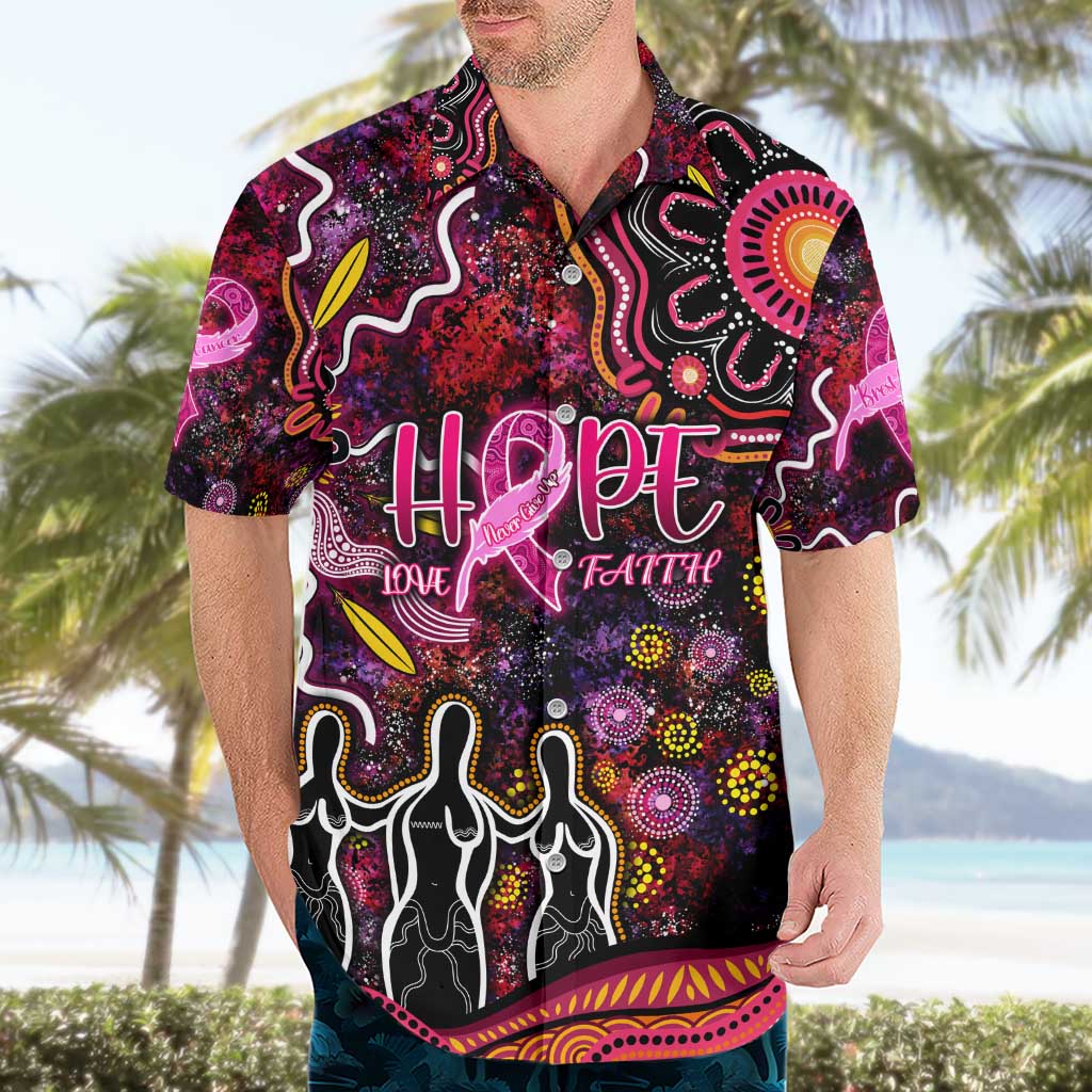 Breast Cancer Aboriginal Hawaiian Shirt Australian Indigenous Never Give Up - Faith Hope Love