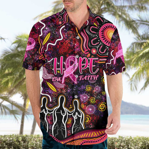 Breast Cancer Aboriginal Hawaiian Shirt Australian Indigenous Never Give Up - Faith Hope Love