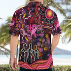 Breast Cancer Aboriginal Hawaiian Shirt Australian Indigenous Never Give Up - Faith Hope Love