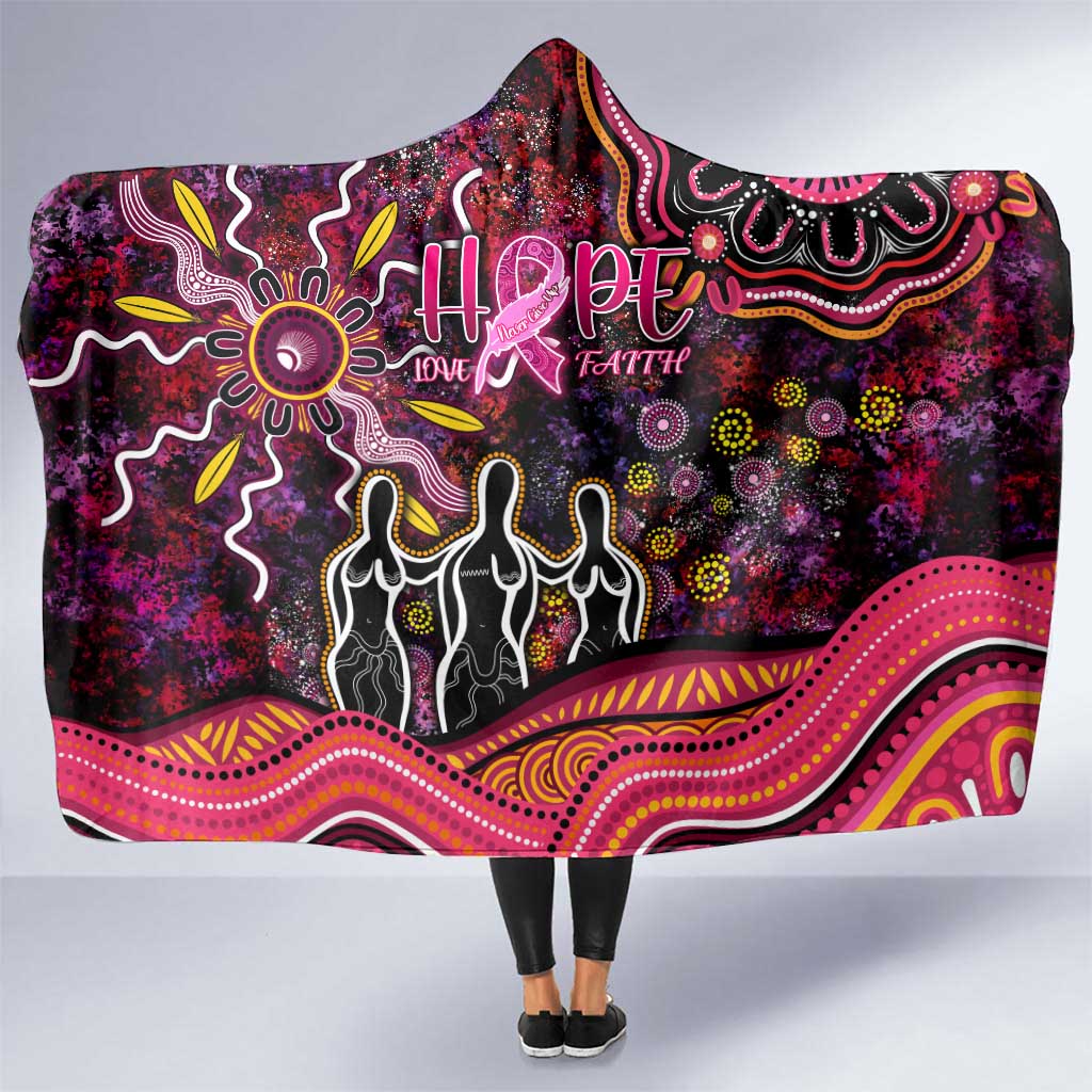 Breast Cancer Aboriginal Hooded Blanket Australian Indigenous Never Give Up - Faith Hope Love