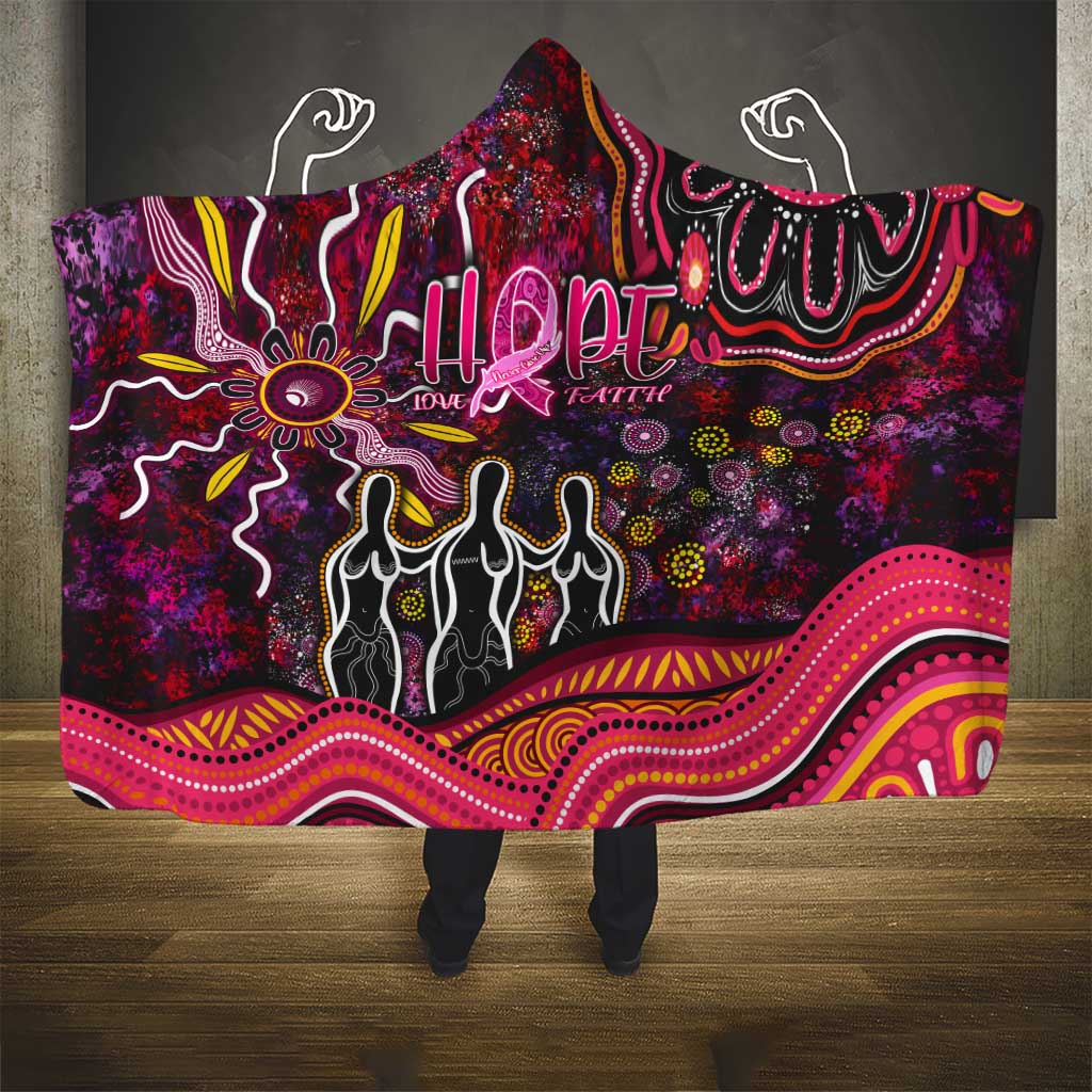 Breast Cancer Aboriginal Hooded Blanket Australian Indigenous Never Give Up - Faith Hope Love