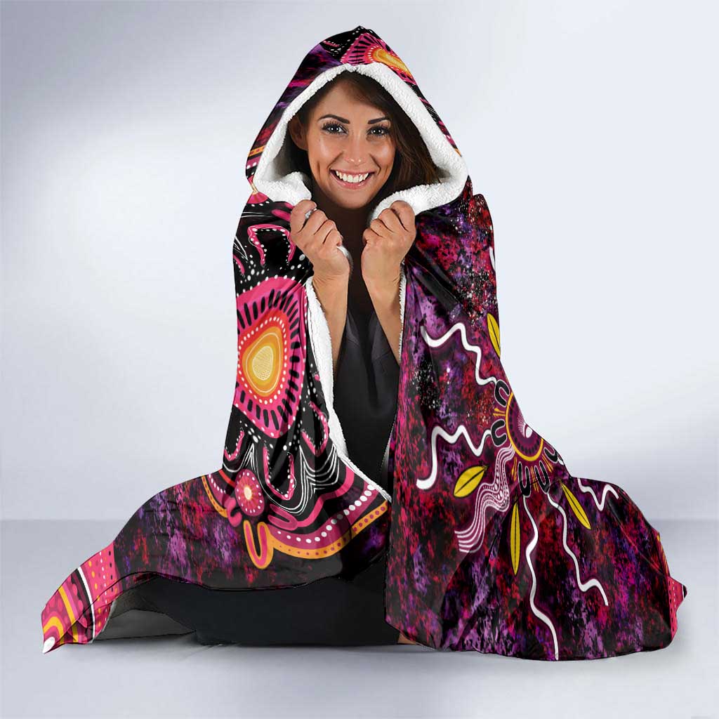 Breast Cancer Aboriginal Hooded Blanket Australian Indigenous Never Give Up - Faith Hope Love