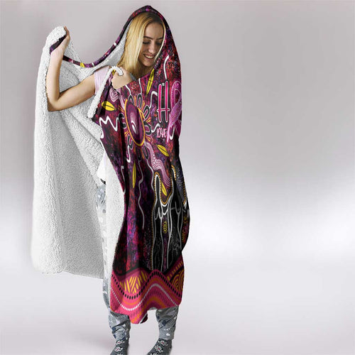 Breast Cancer Aboriginal Hooded Blanket Australian Indigenous Never Give Up - Faith Hope Love
