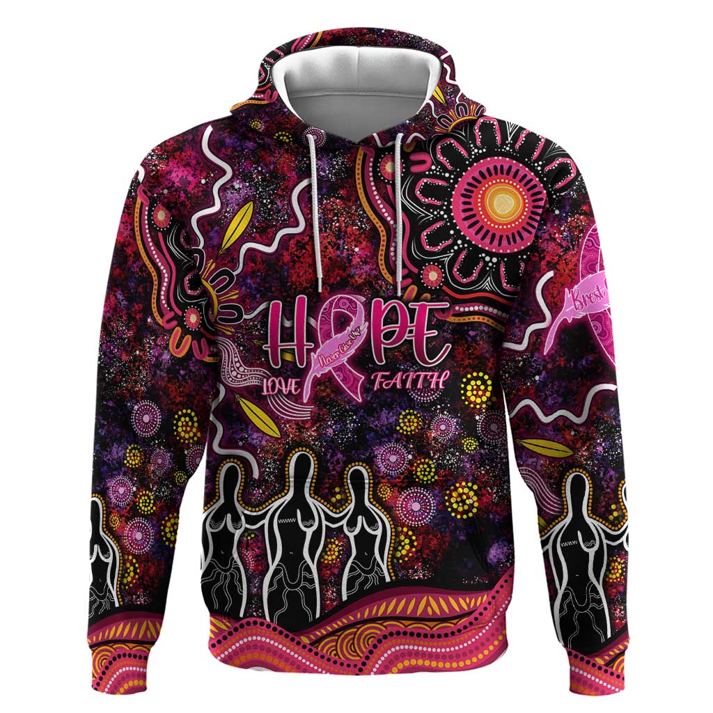 Breast Cancer Aboriginal Hoodie Australian Indigenous Never Give Up - Faith Hope Love