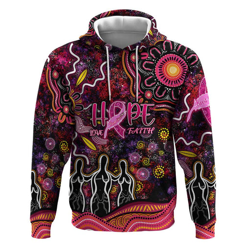 Breast Cancer Aboriginal Hoodie Australian Indigenous Never Give Up - Faith Hope Love