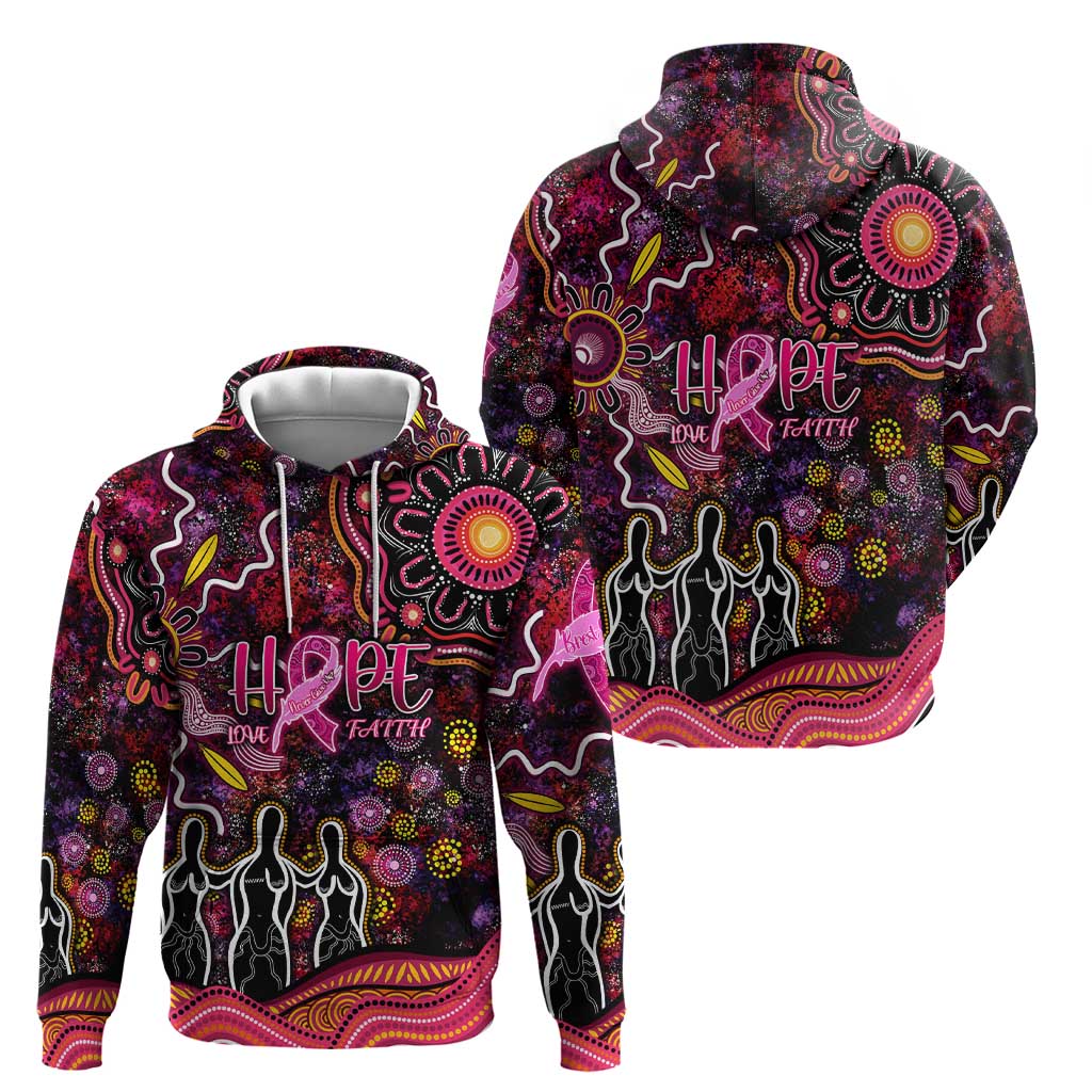 Breast Cancer Aboriginal Hoodie Australian Indigenous Never Give Up - Faith Hope Love
