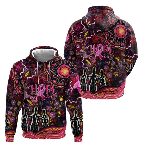 Breast Cancer Aboriginal Hoodie Australian Indigenous Never Give Up - Faith Hope Love