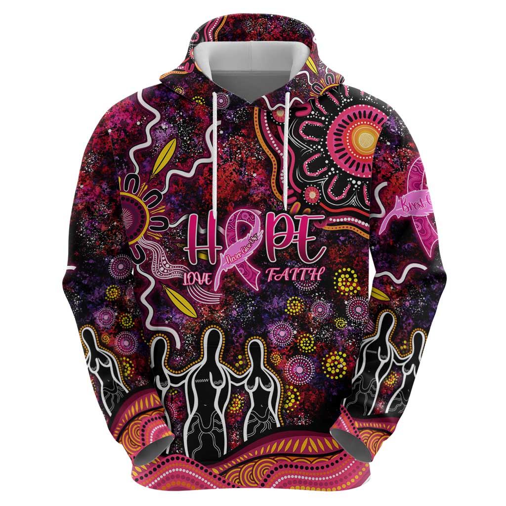 Breast Cancer Aboriginal Hoodie Australian Indigenous Never Give Up - Faith Hope Love