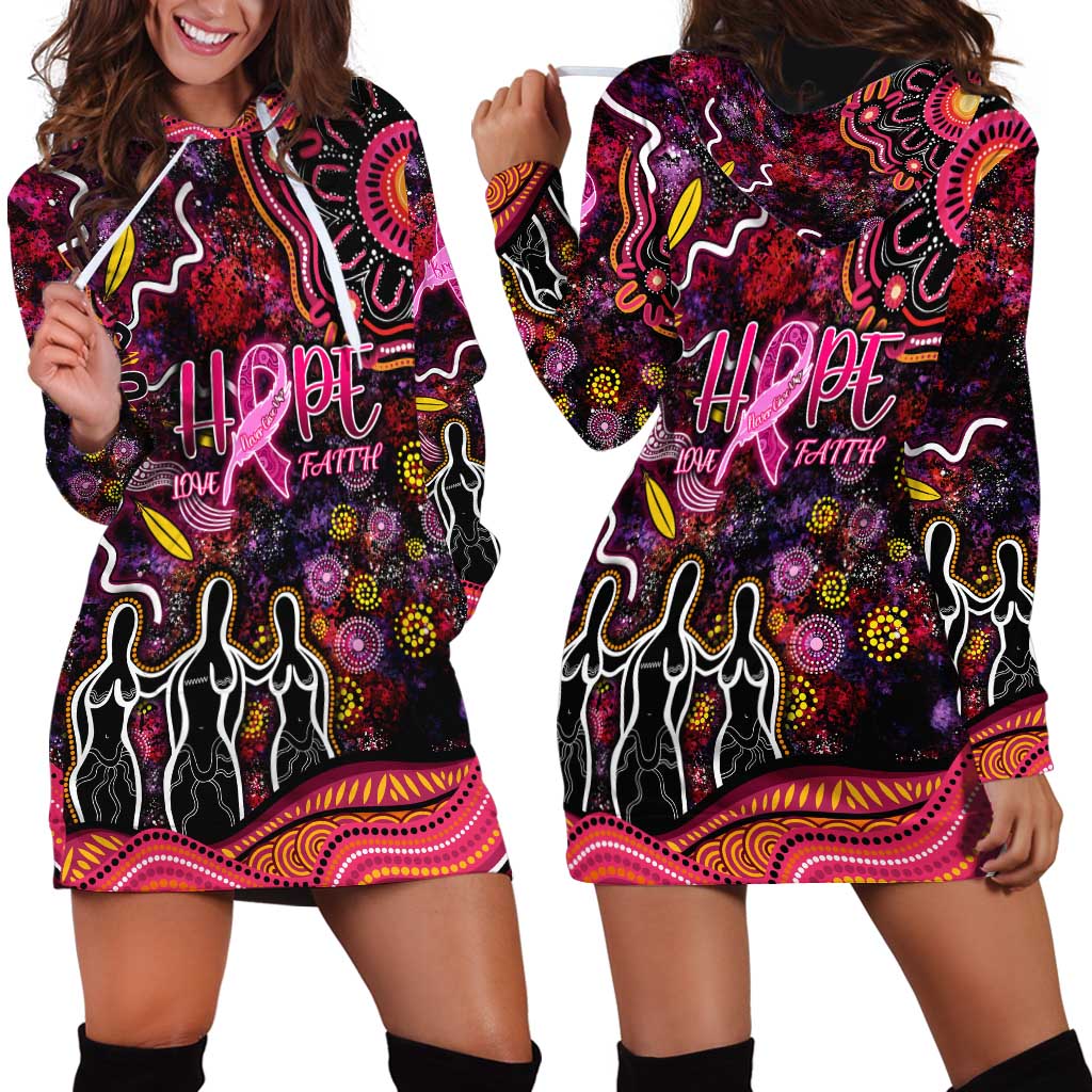 Breast Cancer Aboriginal Hoodie Dress Australian Indigenous Never Give Up - Faith Hope Love