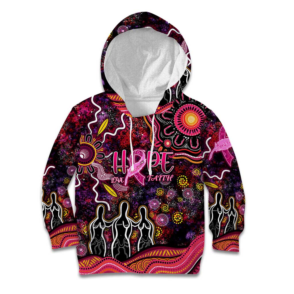 Breast Cancer Aboriginal Kid Hoodie Australian Indigenous Never Give Up - Faith Hope Love
