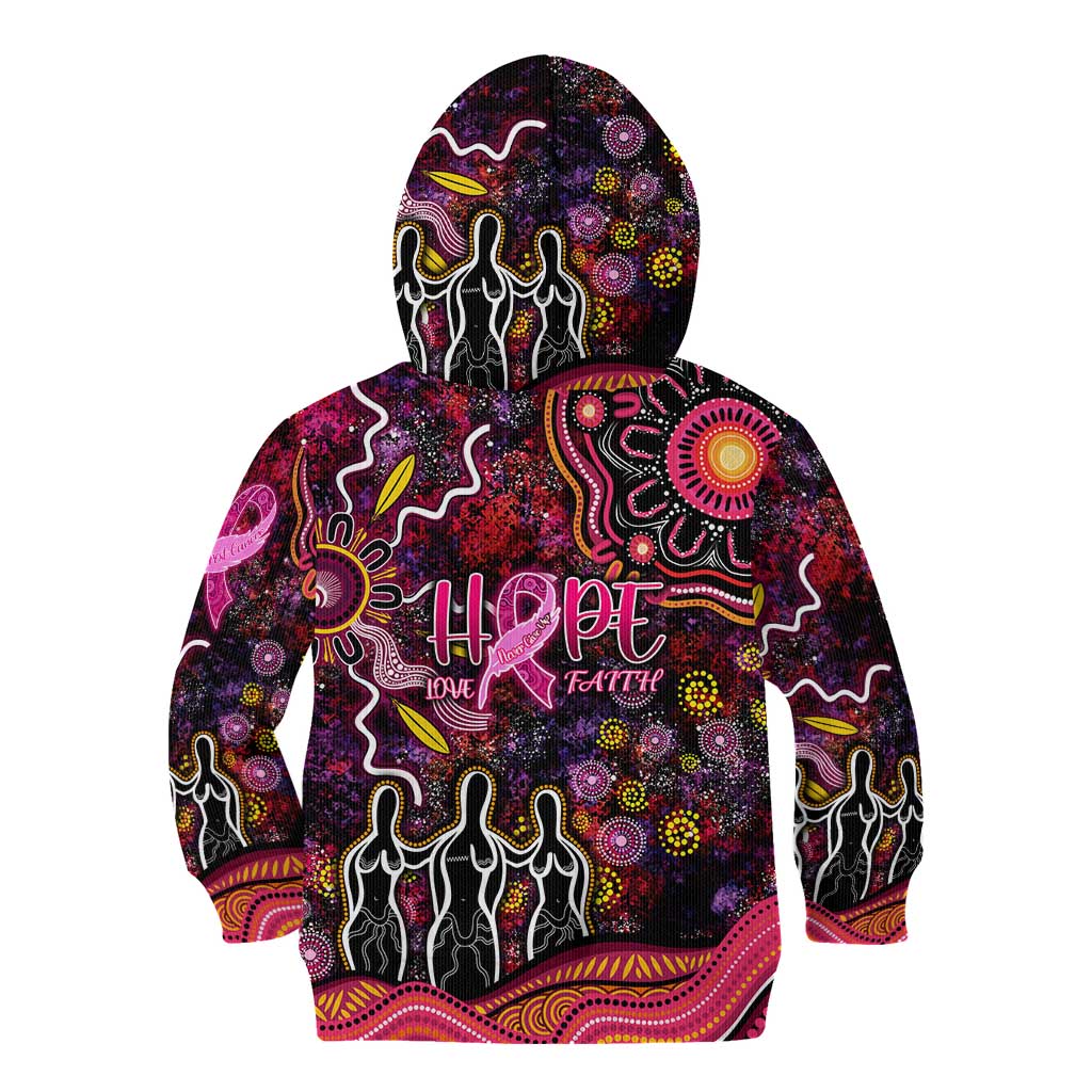 Breast Cancer Aboriginal Kid Hoodie Australian Indigenous Never Give Up - Faith Hope Love