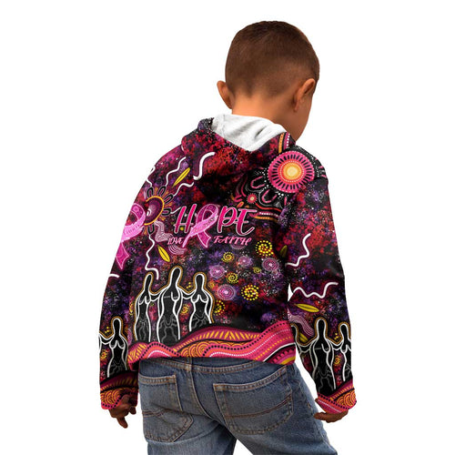 Breast Cancer Aboriginal Kid Hoodie Australian Indigenous Never Give Up - Faith Hope Love