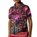 Breast Cancer Aboriginal Kid Polo Shirt Australian Indigenous Never Give Up - Faith Hope Love