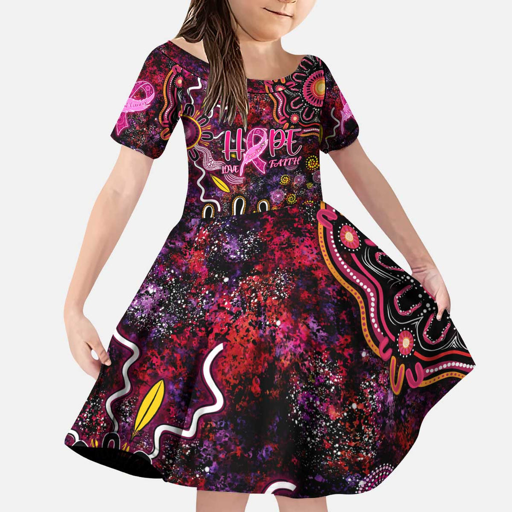 Breast Cancer Aboriginal Kid Short Sleeve Dress Australian Indigenous Never Give Up - Faith Hope Love