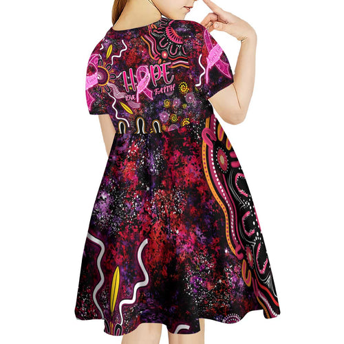 Breast Cancer Aboriginal Kid Short Sleeve Dress Australian Indigenous Never Give Up - Faith Hope Love