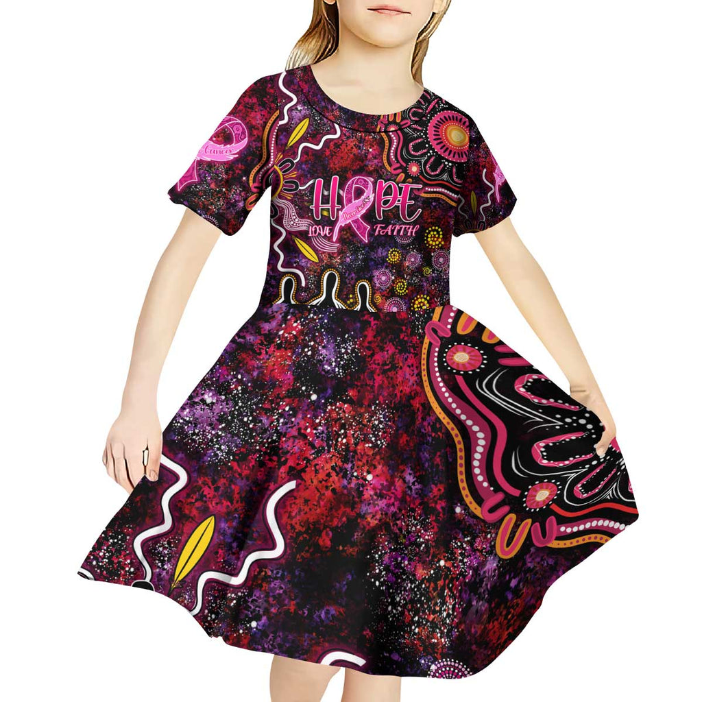 Breast Cancer Aboriginal Kid Short Sleeve Dress Australian Indigenous Never Give Up - Faith Hope Love