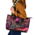 Breast Cancer Aboriginal Leather Tote Bag Australian Indigenous Never Give Up - Faith Hope Love