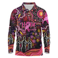 Breast Cancer Aboriginal Long Sleeve Polo Shirt Australian Indigenous Never Give Up - Faith Hope Love