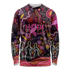 Breast Cancer Aboriginal Long Sleeve Shirt Australian Indigenous Never Give Up - Faith Hope Love