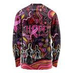 Breast Cancer Aboriginal Long Sleeve Shirt Australian Indigenous Never Give Up - Faith Hope Love