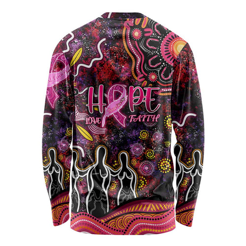 Breast Cancer Aboriginal Long Sleeve Shirt Australian Indigenous Never Give Up - Faith Hope Love