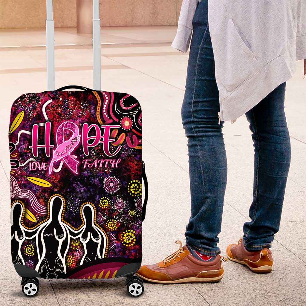 Breast Cancer Aboriginal Luggage Cover Australian Indigenous Never Give Up - Faith Hope Love