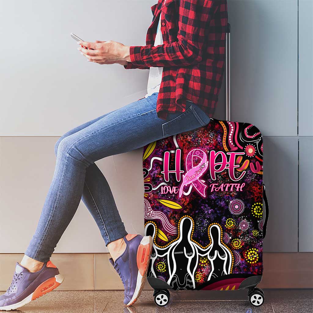 Breast Cancer Aboriginal Luggage Cover Australian Indigenous Never Give Up - Faith Hope Love