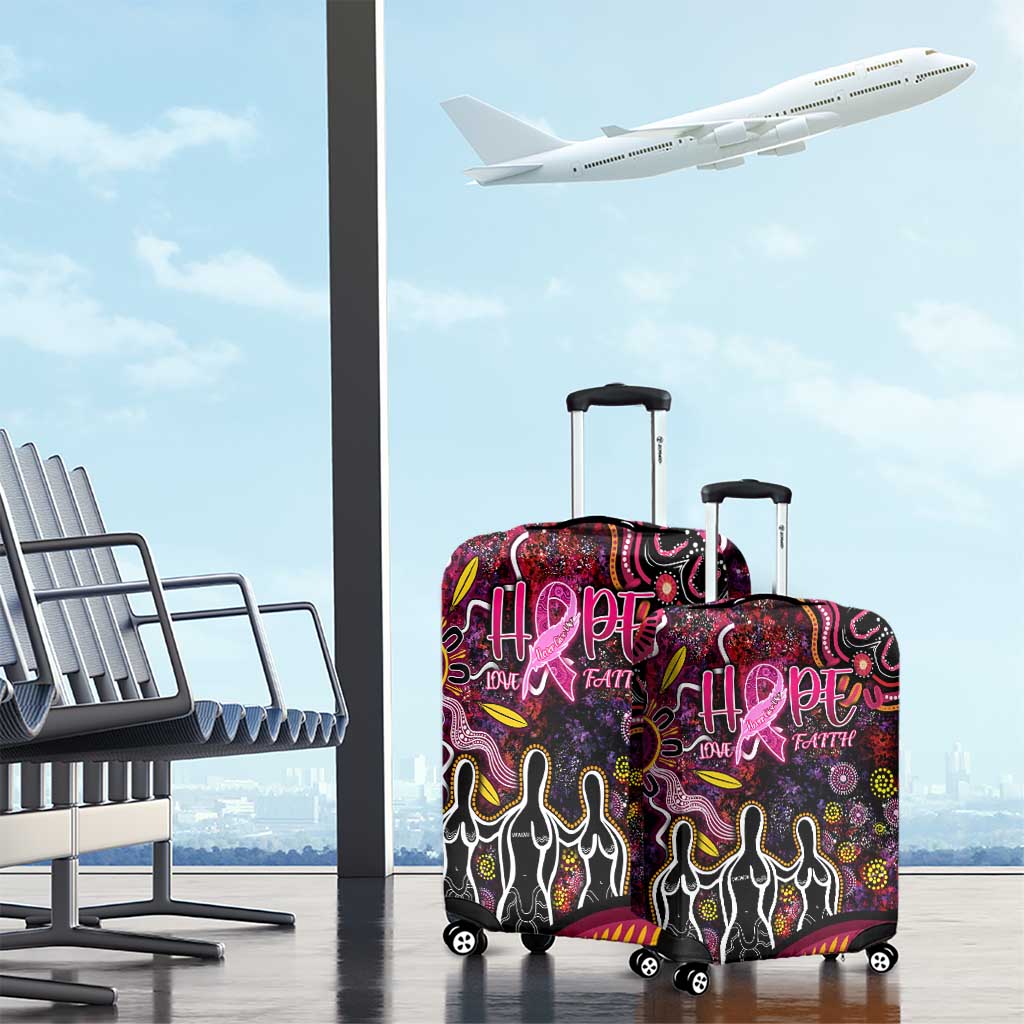Breast Cancer Aboriginal Luggage Cover Australian Indigenous Never Give Up - Faith Hope Love
