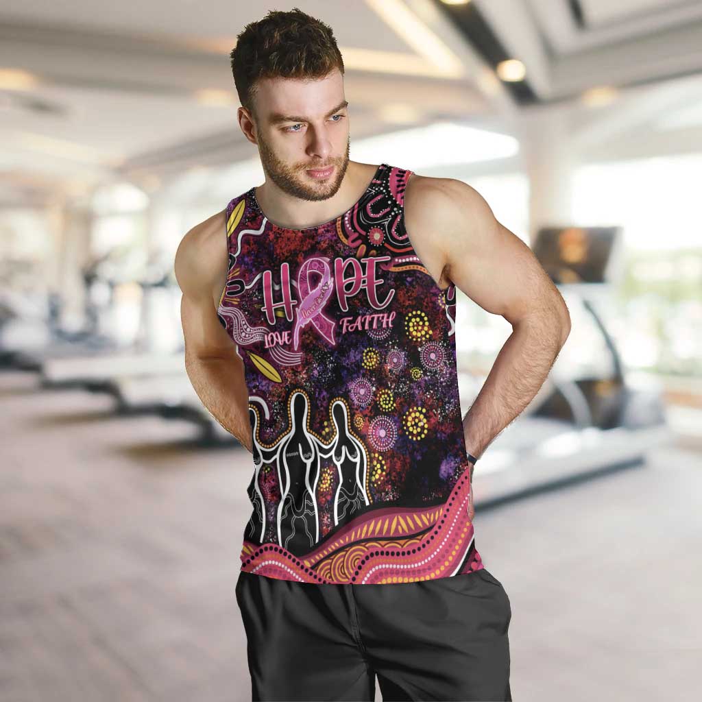 Breast Cancer Aboriginal Men Tank Top Australian Indigenous Never Give Up - Faith Hope Love