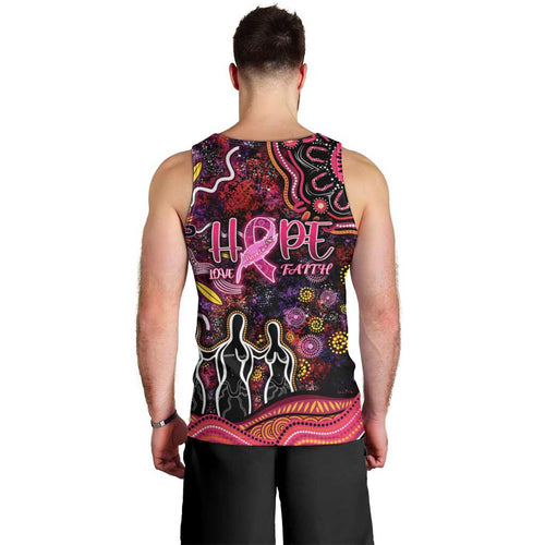 Breast Cancer Aboriginal Men Tank Top Australian Indigenous Never Give Up - Faith Hope Love