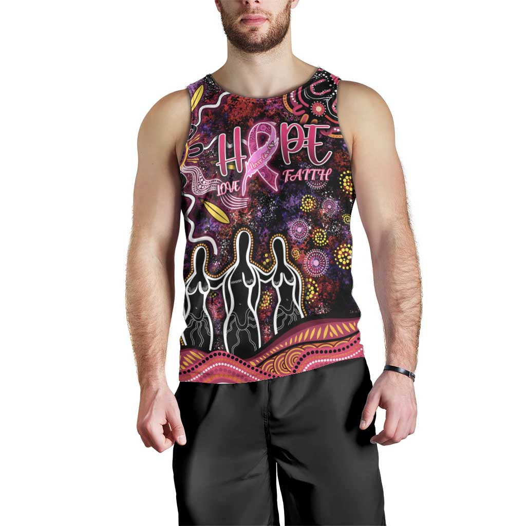 Breast Cancer Aboriginal Men Tank Top Australian Indigenous Never Give Up - Faith Hope Love