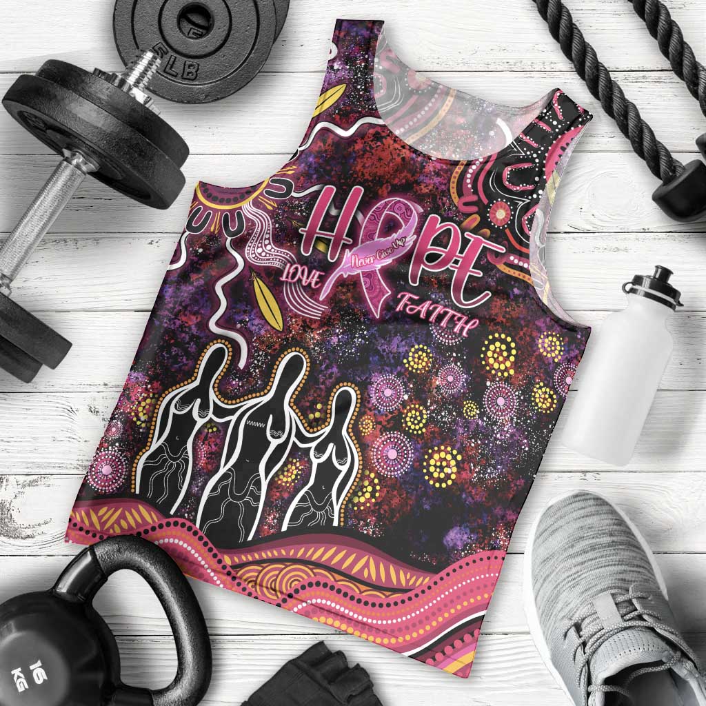 Breast Cancer Aboriginal Men Tank Top Australian Indigenous Never Give Up - Faith Hope Love