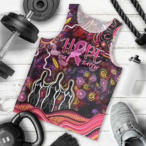 Breast Cancer Aboriginal Men Tank Top Australian Indigenous Never Give Up - Faith Hope Love
