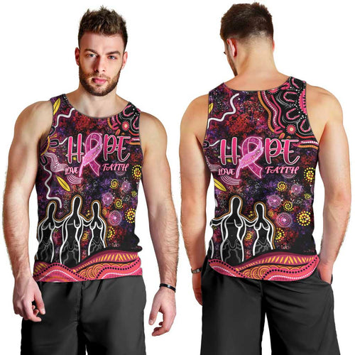 Breast Cancer Aboriginal Men Tank Top Australian Indigenous Never Give Up - Faith Hope Love