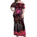 Breast Cancer Aboriginal Off Shoulder Maxi Dress Australian Indigenous Never Give Up - Faith Hope Love
