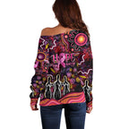 Breast Cancer Aboriginal Off Shoulder Sweater Australian Indigenous Never Give Up - Faith Hope Love