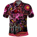 Breast Cancer Aboriginal Polo Shirt Australian Indigenous Never Give Up - Faith Hope Love
